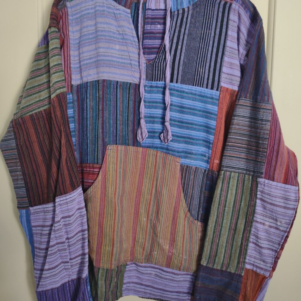 Patchwork Batik Boho Long Sleeve Cotton Pullover … - image 2